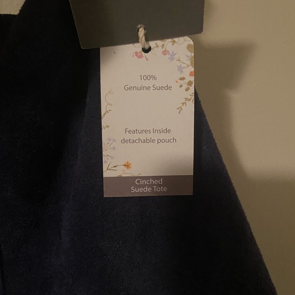 NWT Haute Hippie Navy Blue Suede Tote Bag - Picture 5 of 8